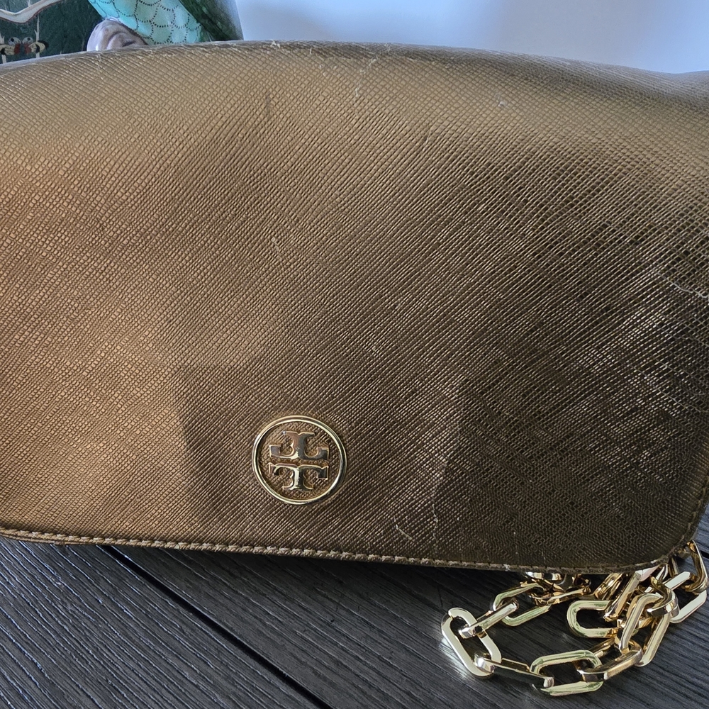 Tory Burch Gold Textured Clutch